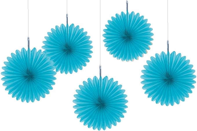 Amscan Waaiers Feestdecoratie 15 Cm 5 Stuks Lichtblauw