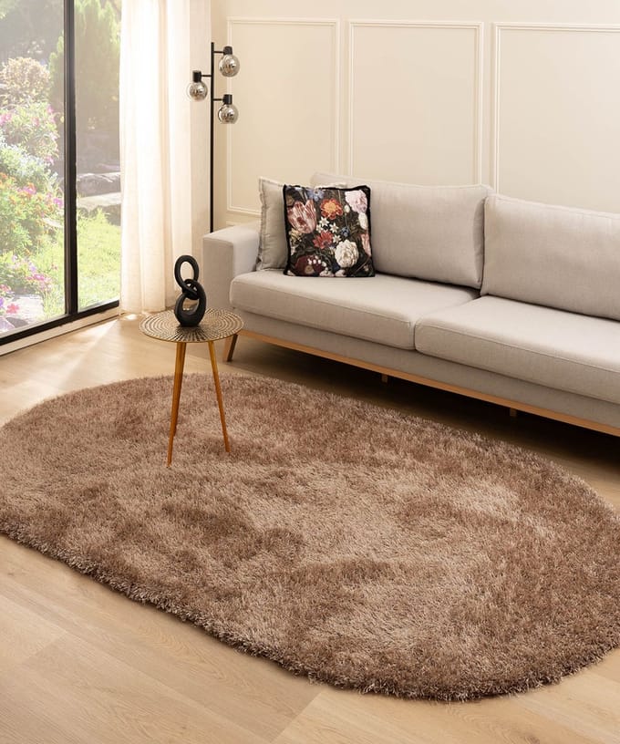 Velvet vloerkleed ovaal - Posh bruin 200x300