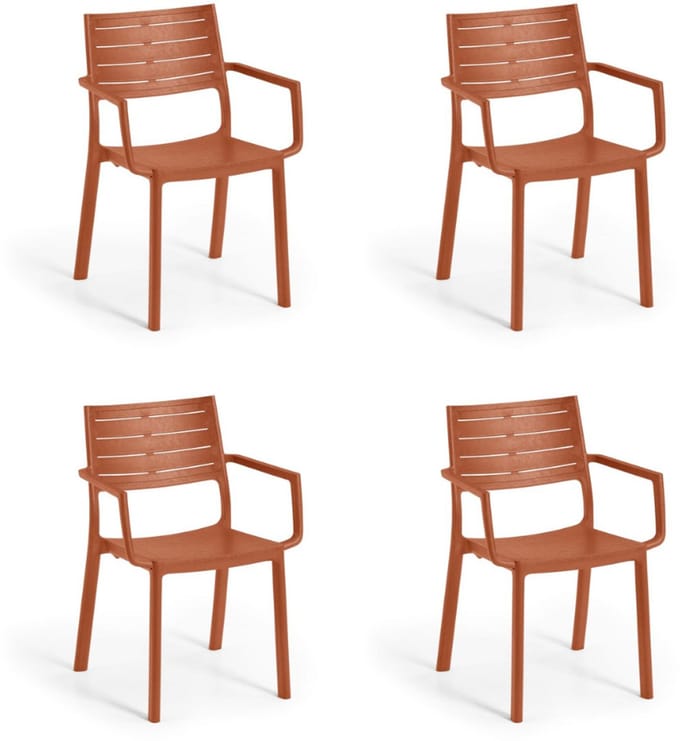 Keter Metaline tuinstoel - 4 stuks - 53,3x60,2x81,3 cm - Terracotta