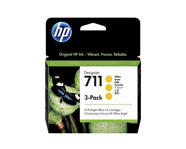 HP 711 (CZ136A) Inktcartridge 3x Geel - Multipack