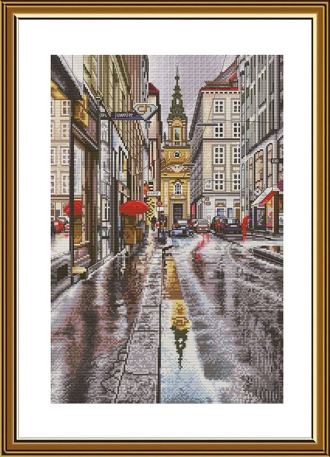 Borduurpakket Nova Sloboda - In the rain - In de Regen - 14 count