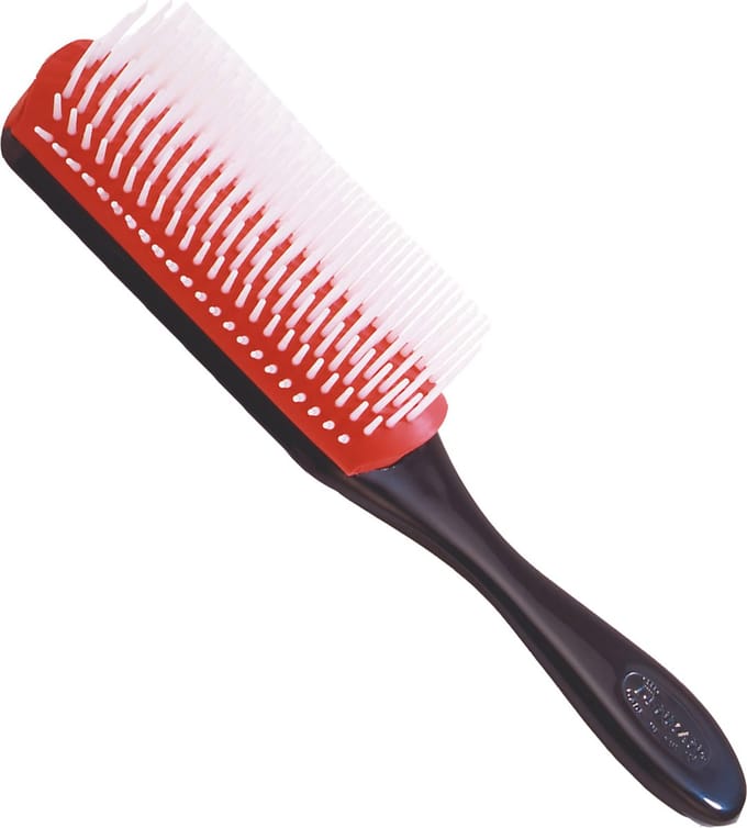Denman D4 borstel large 9-rij zwart/rood/wit