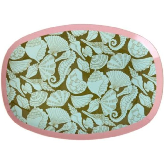 Rice melamine langwerpig bord met zeeschelpen, klein