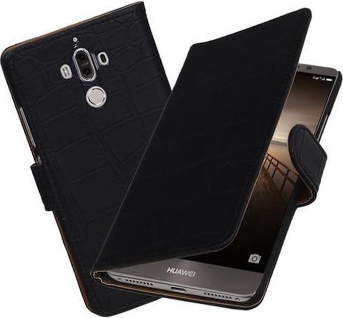 BestCases.nl Huawei Mate 9 Krokodil booktype hoesje Zwart