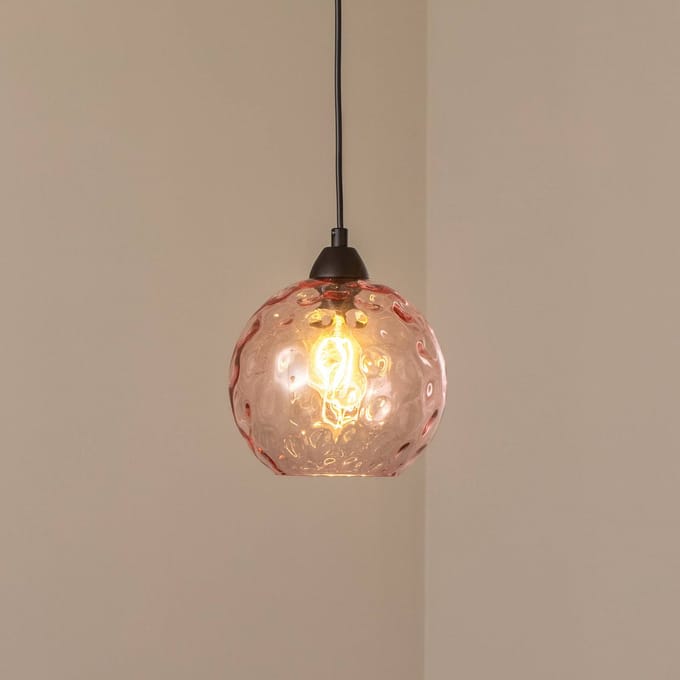 Opviq Hanglamp Benek, roze, glas, Ø 20 cm, E27