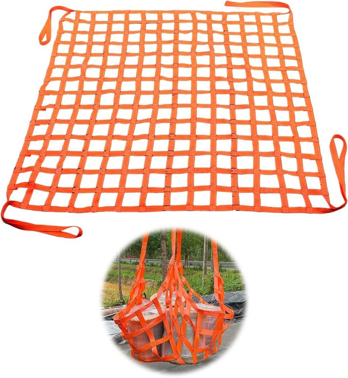 Hangend hefnet 1 x 1 m - 300 kg polyester lussen - Hoog draagvermogen lastlifter net