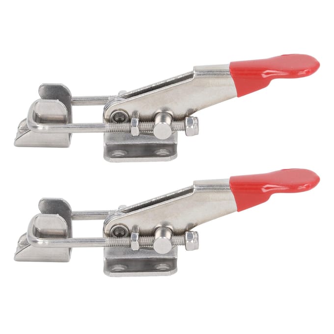 2 Pièces Verrous à Levier à Tirer Réglables en Acier Inoxydable Capacité 400 lbs Kit white