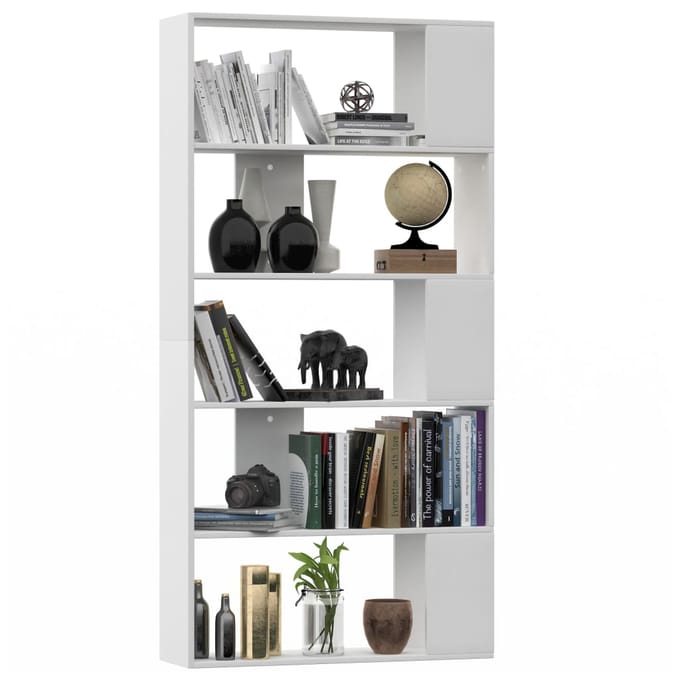 vidaXL - Boekenkast - / - kamerscherm - 80x24x159 - cm - bewerkt - hout - wit