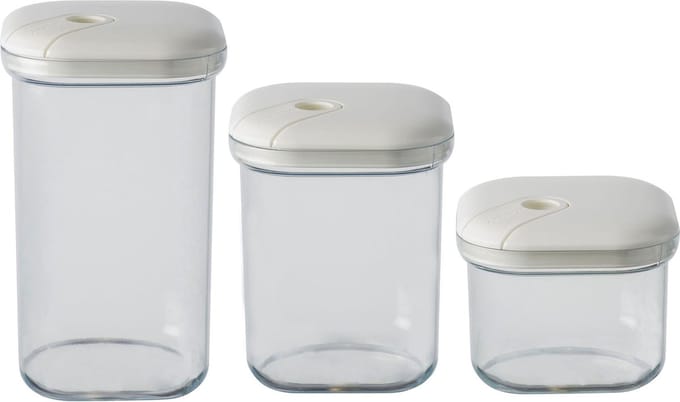 Omada - Pull Box Voorraadpot Set van 3 Stuks Assorti - Polypropyleen - Transparant