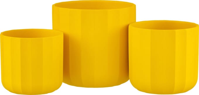 J-Line bloempot Summer - keramiek - geel - large - 2 stuks - Ø 18.5 cm