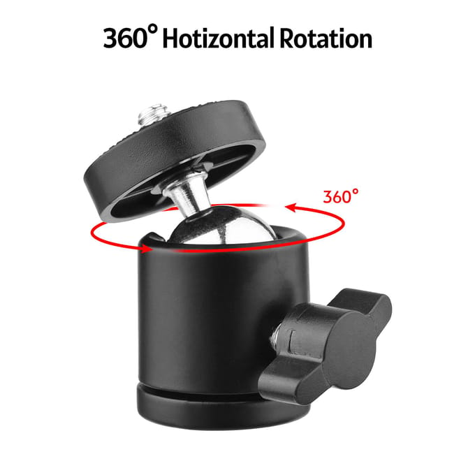 Mini tête de trépied à rotule pivotante, adaptateur de Base de montage rotatif à 360 degrés avec universel 1/4 2-Pack