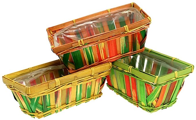 Frietmandenset vierkant veelkleurig 20cm x 11cm 12 stuks, 12 Stück