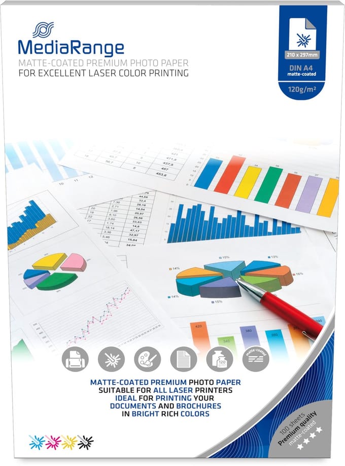 Papier MediaRange Laserjet mat A4 120g 100 Pag.