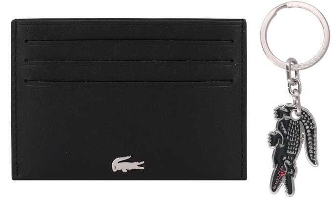 LACOSTE kaarthouder sleutelhanger CC Key Ring Box Noir Kr Croc Sinople donkergroen