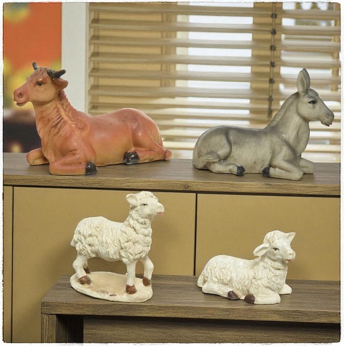 Losse Dieren voor Kerststal - 4 Stuks - 7 cm Hoog - Kerst