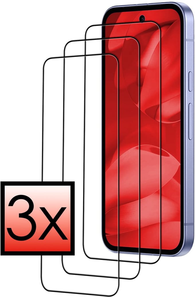 Screenprotector - 3 Stuks - Geschikt voor Google Pixel 9a - Full Cover - Beschermglas - Gehard Glas - Tempered Glass - Screen Protector
