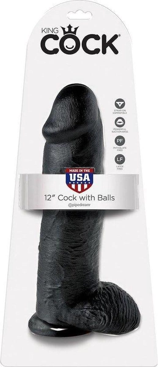 12 Inch Cock - With Balls - Black