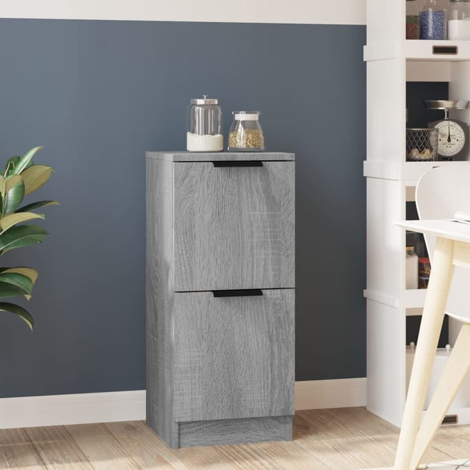 vidaXL - Dressoir - 30x30x70 - cm - bewerkt - hout - grijs - sonoma - eikenkleurig