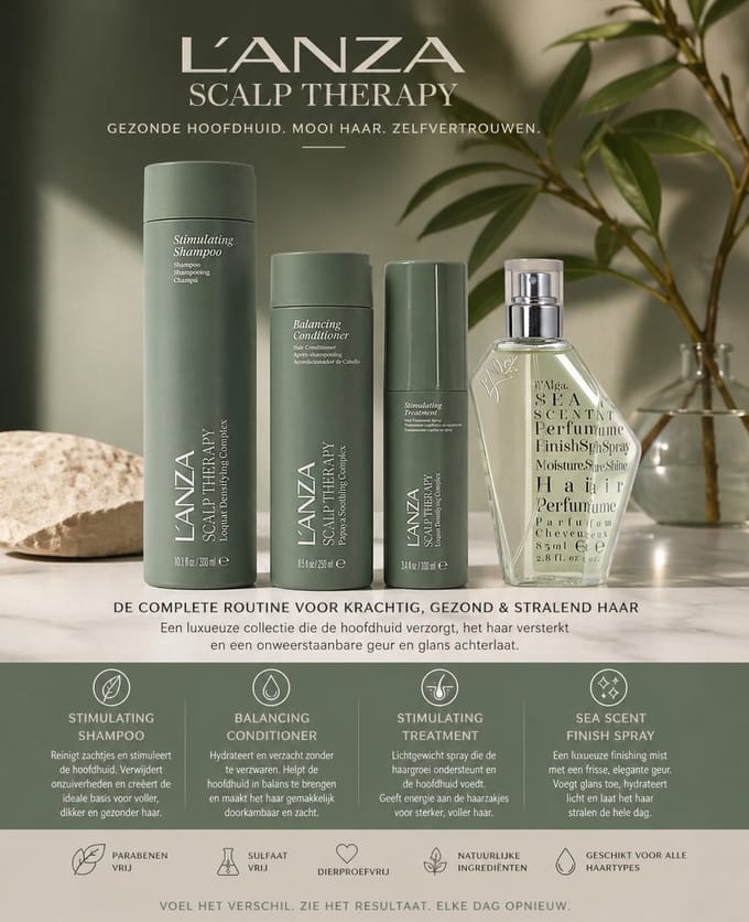 L’ANZA Scalp Therapy Stimulating Shampoo & Balancing Conditioner & Stimulating Treatment & Sea Scent Hair Perfume