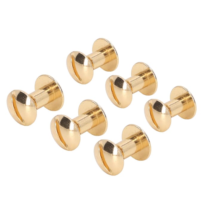 200 Sets Boekbindschroeven Uniforme Coating Gebogen Oppervlakken Messing Galvanische Behandeling Chicago goud