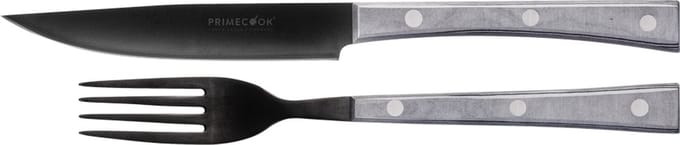 Primecook - Set van vork en scherp mes 13cm - Titan Ecoshield beschermlaag - Paperstone handvat