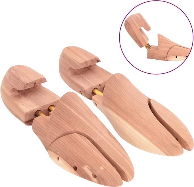 vidaXL - Schoenspanner - met - schoenlepel - EU - 42-43 - massief - cederhout