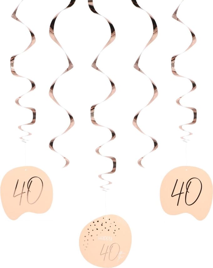 Folat - Hangdecoratie Elegant Lush Blush 40 Jaar - 5 stuks