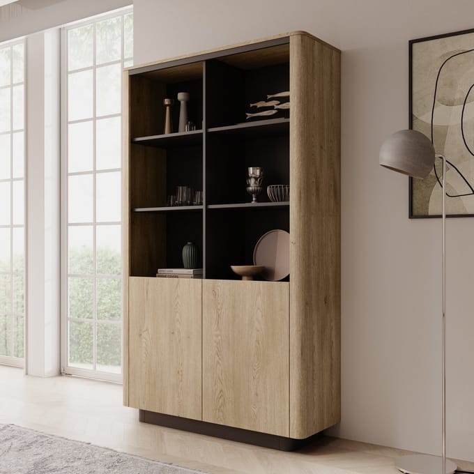 Meubella - Taywan - Boekenkast - Eiken - 113x38x190 cm