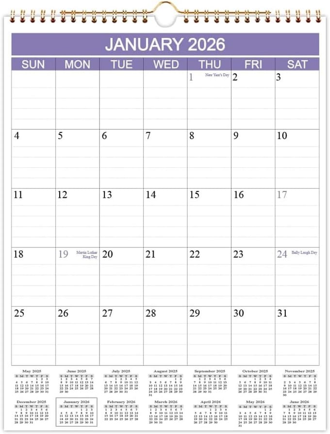 Wandkalender 2025 12 Maanden Verticaal - Ruim Ingevuld en Dik Papier