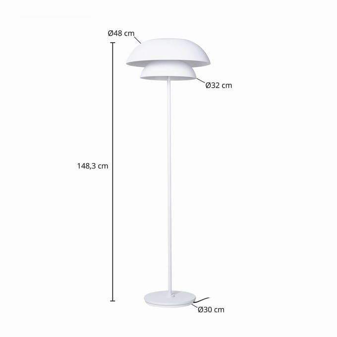 Lucande - vloerlamp - 1licht - IJzer - H: 151 cm - E27 - wit