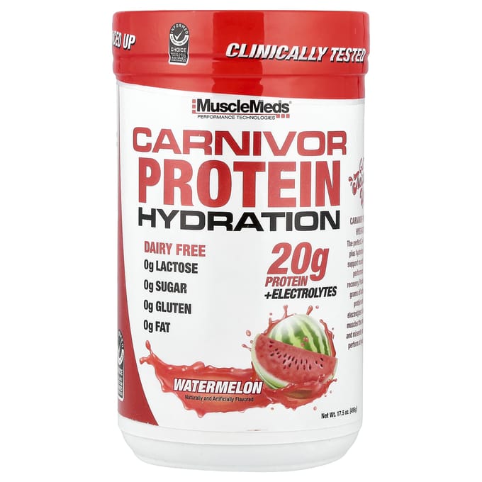 MuscleMeds, Carnivor Protein Hydration, Watermeloen, 17,5 oz (496 g)