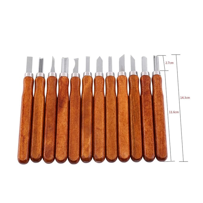 12 stuks Houtsnijmes Set Hand Houtsnijbeitels voor Houtbewerking DIY Gereedschap gray
