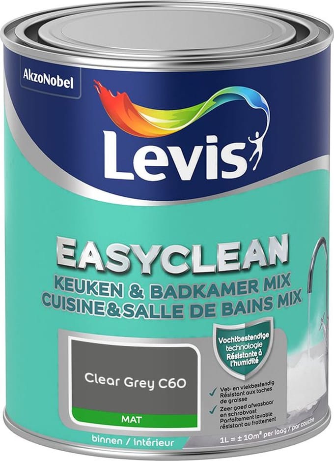 Levis - Easyclean Keuken & Badkamer Mix - Clear Grey C60 - Mengverf - 1 L