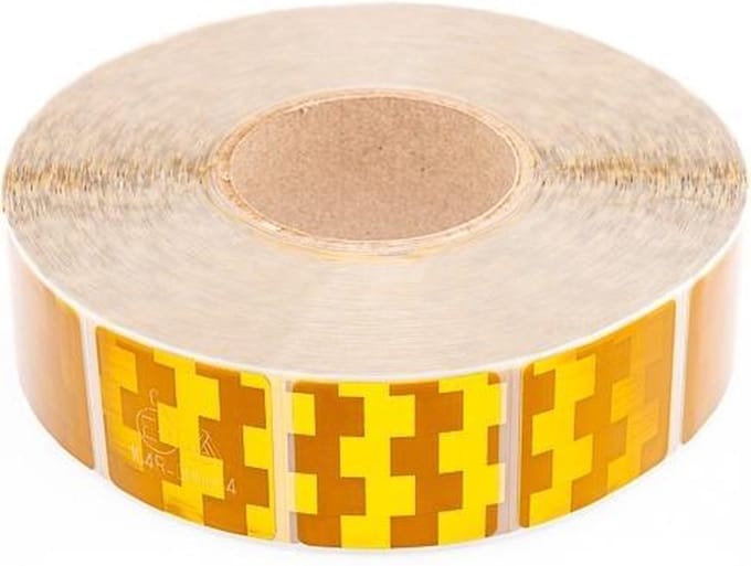 50 meter reflecterende tape voor zachte ondergrond - oranje/geel