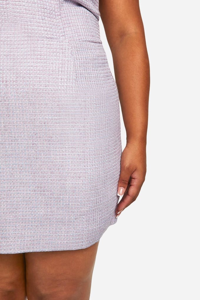 boohoo Dames Plus Boucle Mini Rok | Lila | Maat: 56