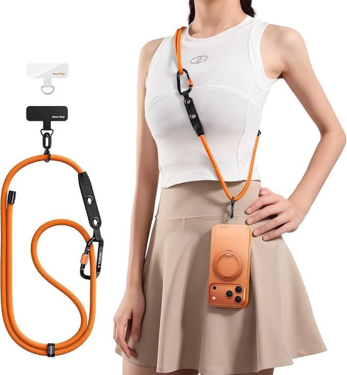 TORRAS LoopGo Clasp Verstelbaar Universeel Telefoonkoord Oranje