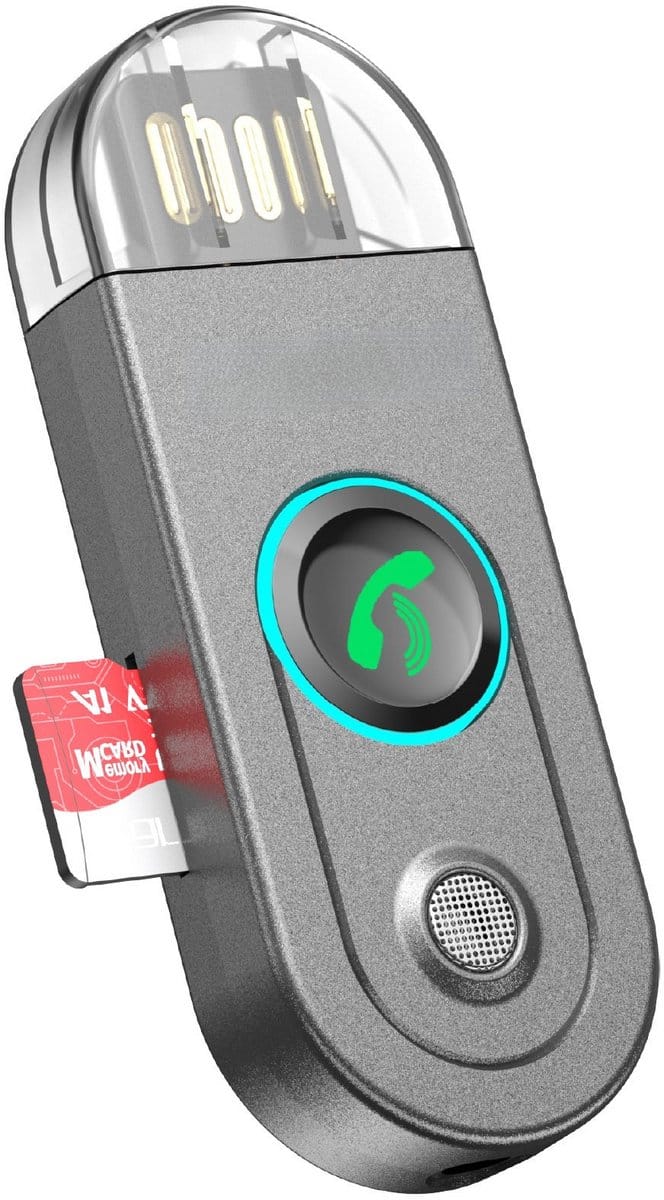 DrPhone DriveLink Bluetooth 5.3 Ontvanger – AUX Auto Adapter met Handsfree Bellen & MicroSD – 3,5 mm – Zilver