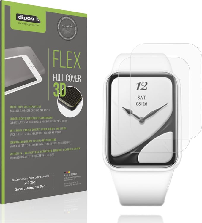 dipos FLEX – 2x Matte Screenprotector geschikt voor XIAOMI Smart Band 10 Pro | Volledige Schermbescherming | Case-Friendly