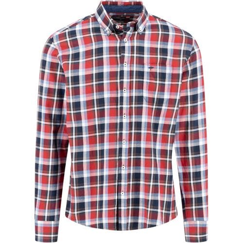 Fynch-Hatton Overhemd Multicolor Fine Flanel Check Button-Down Garnet Red-Blue / male