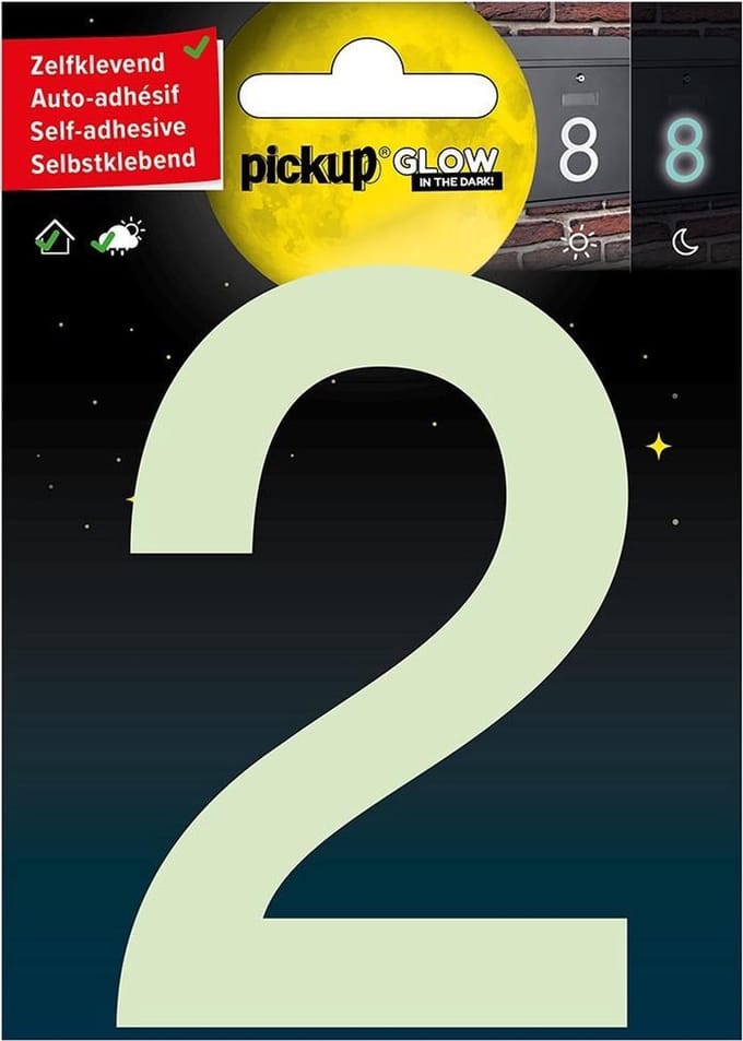 Pickup Glow in the dark Huisnummer 2 - 10 cm