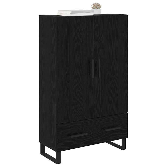 vidaXL Highboard Zwart Eiken 69,5 x 30 x 115 cm Bewerkt hout