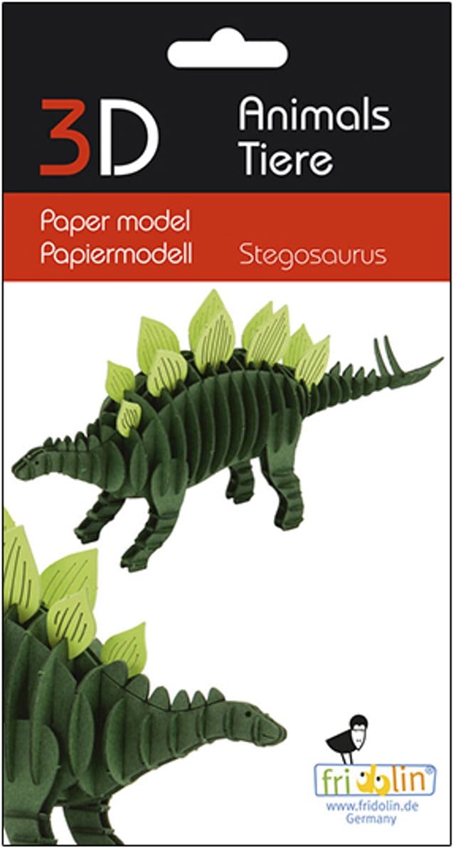 Fridolin 3D papieren dinosaurus model - Stegosaurus knutselpakket.