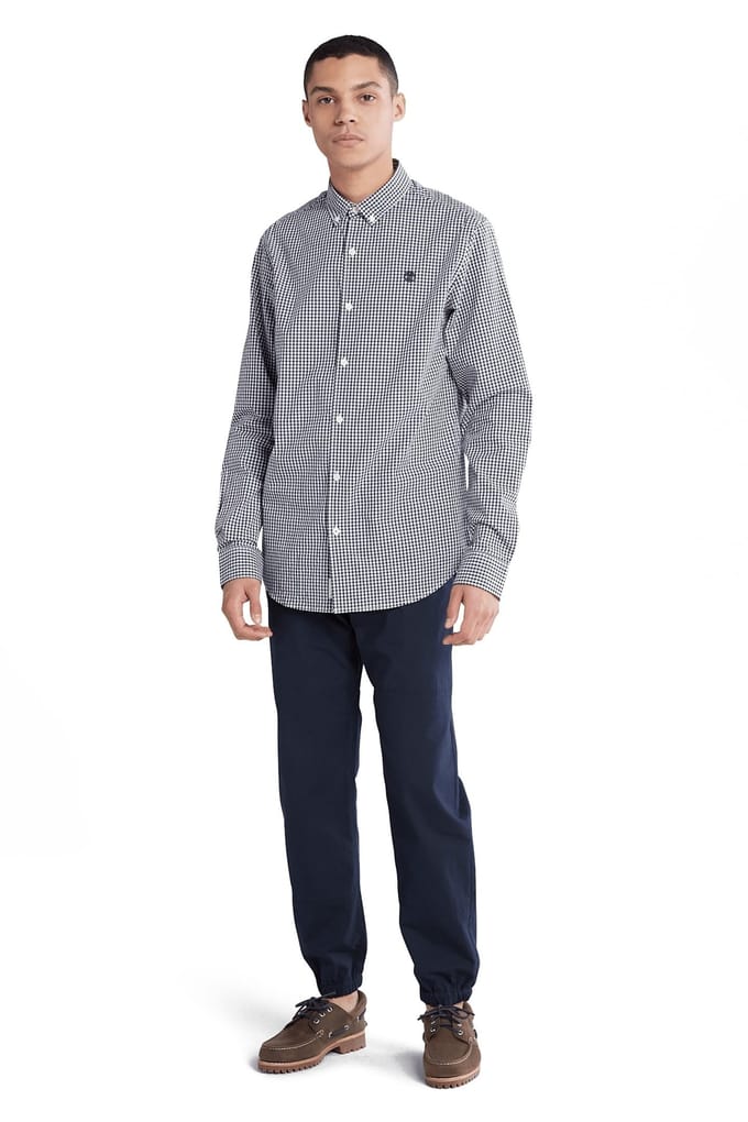Timberland Micro Gingham Poplin Shirt Drk Sapphire Yd Größe: S | Business hemden Outlet | Herren | Blau