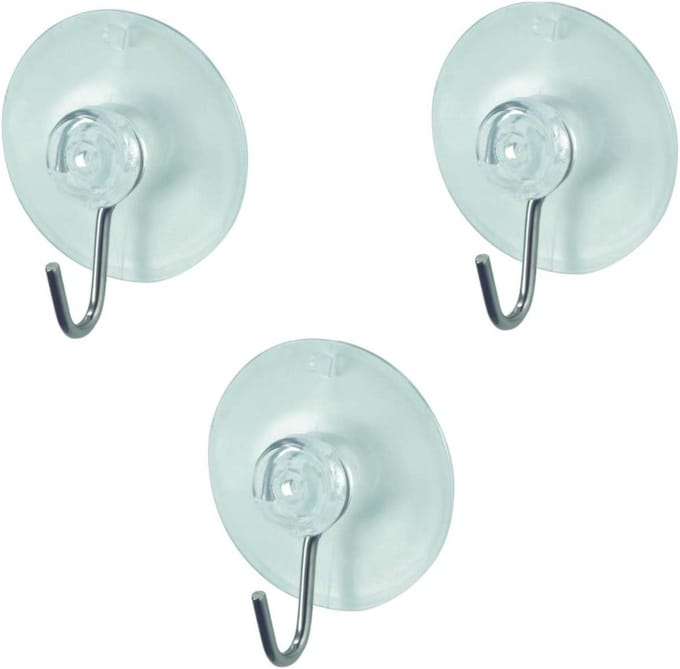 Benson Ophanghaak met zuignap - wit - 3x - kunststof - D45 mm