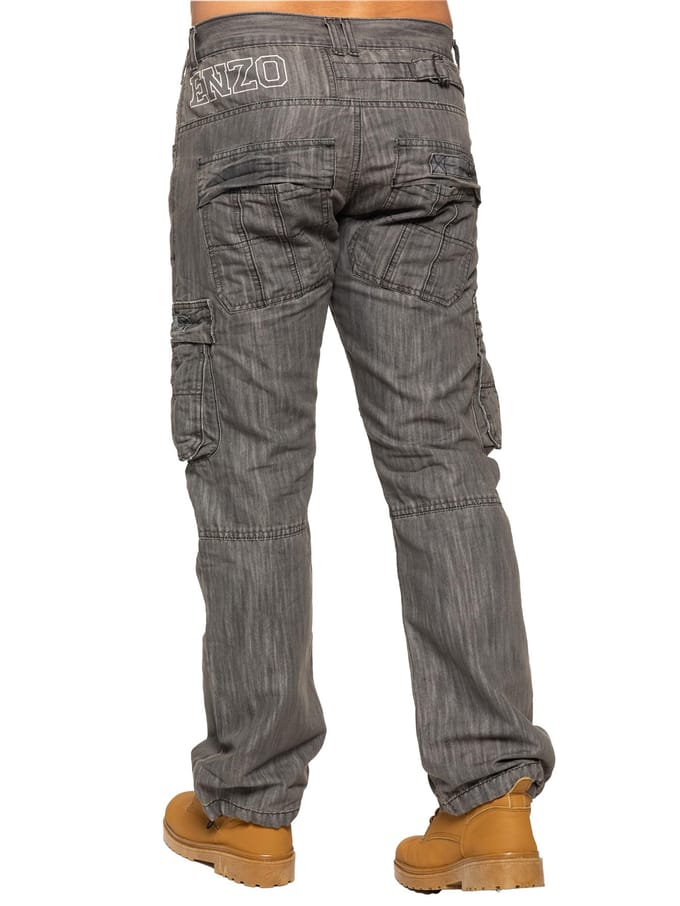 Enzo | Heren Combat Denim Jeans - Grijs