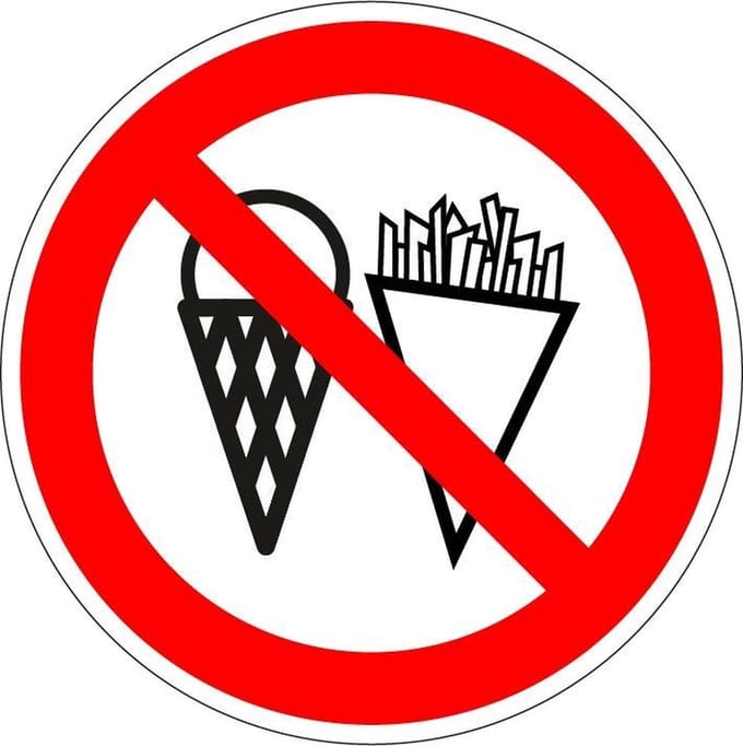 Verboden friet en ijs sticker 300 mm