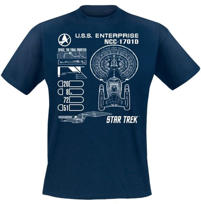 Star Trek T-shirt - Enterprise - XL tot 5XL - voor Mannen - navy