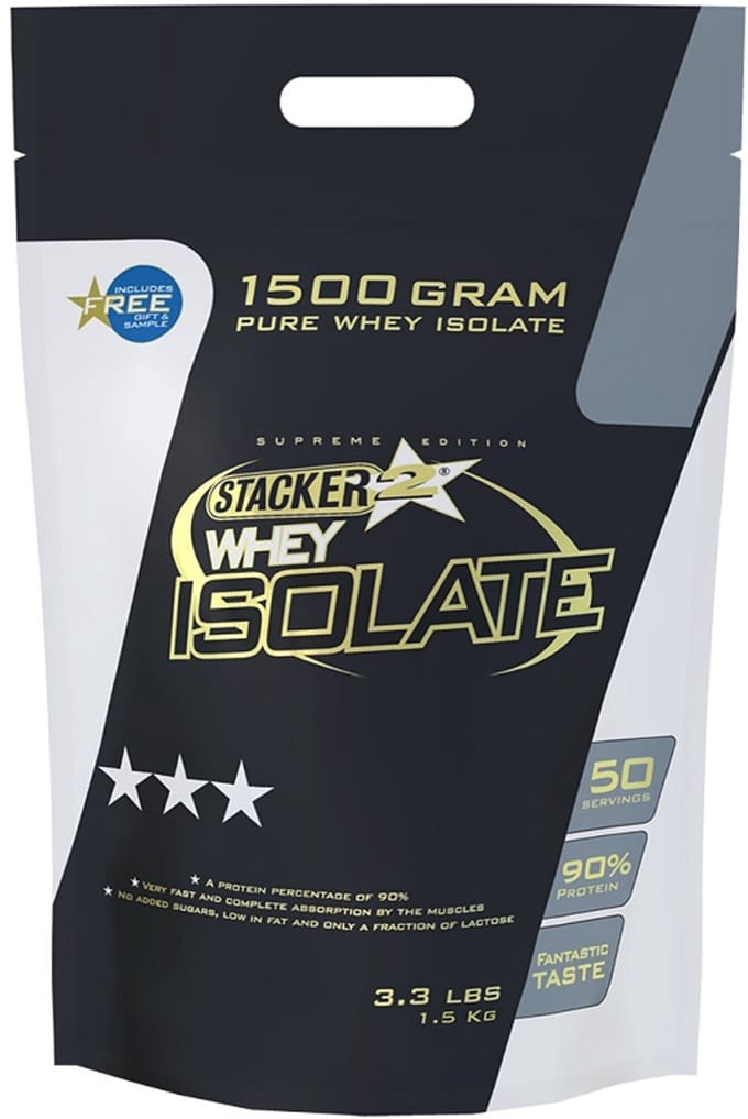 Stacker 2 Whey Isolate Chocolade shake - 1,5 kilo - Voedingssupplement
