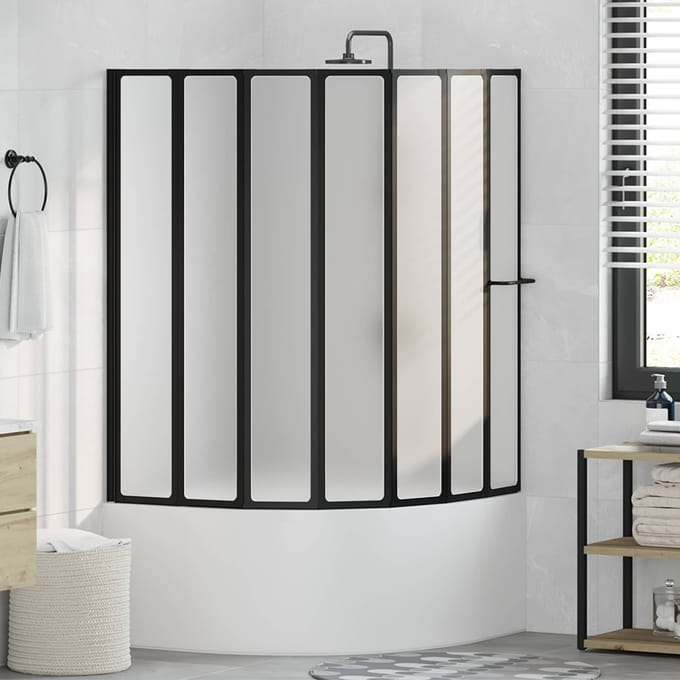 vidaXL - Douchescherm - Zwart - 168 - x - 140 - cm - Aluminium