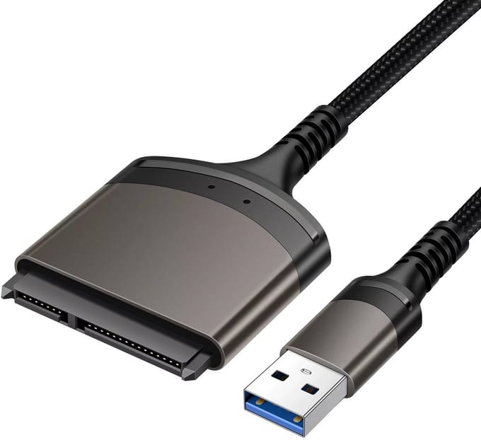 USB-A naar SATA Adapter 6Gbps – Aluminium – 2.5" & 3.5" SSD/HDD Kabel – Zwart – Sata naar USB-A 3.0 Converter met UASP